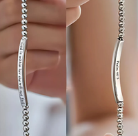 Bracelet en acier inoxydable plaqué or 18 carats avec perles et barre incurvée, gravure personnalisée de versets bibliques, bijoux religieux chrétiens étanches