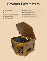 Lecteur de gramophone à l'ancienne avec cassette de CD SD USB sans fil BT disques vinyles rétro platine vinyle lp