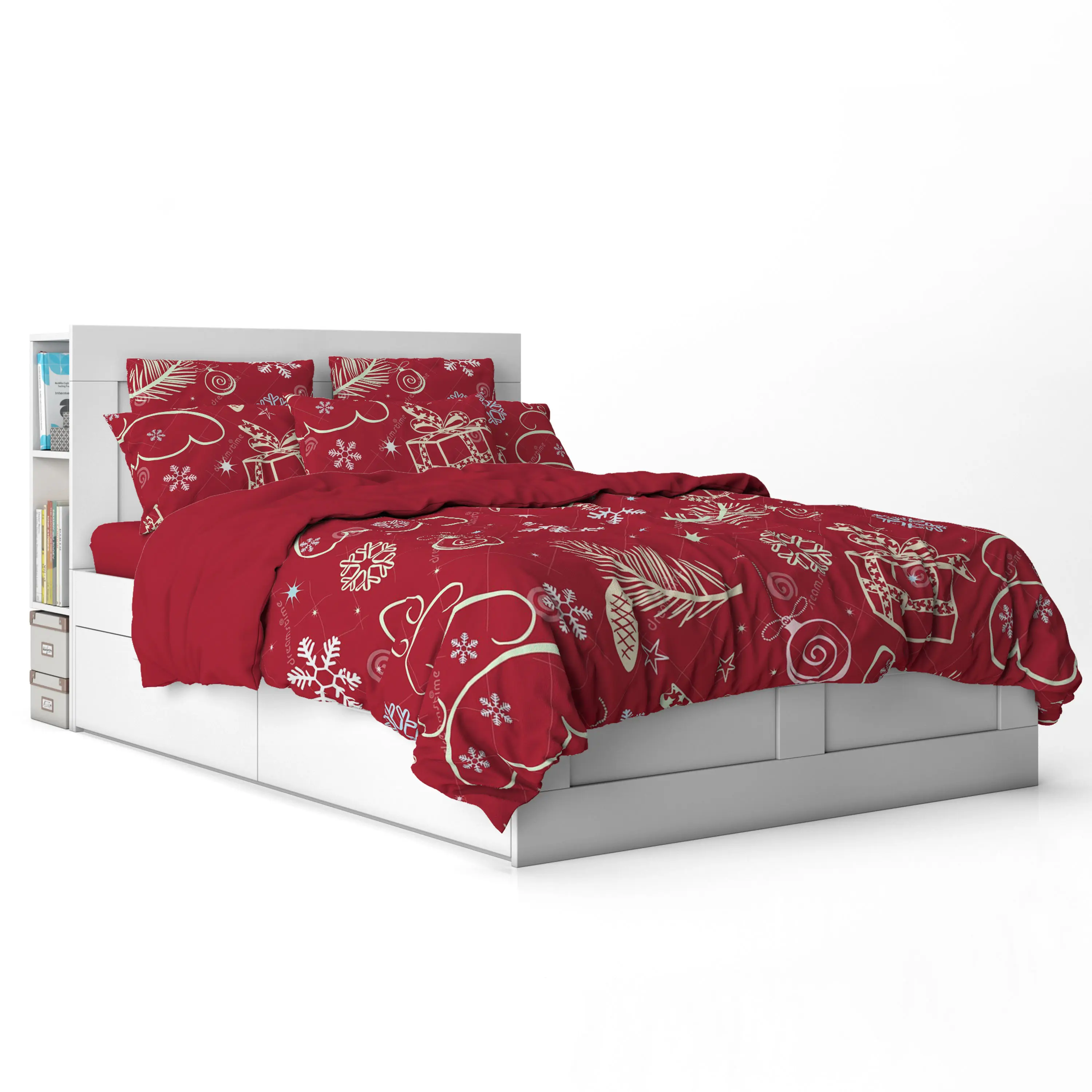 Conjuntos de cama de natal 4 peças colcha estampada capa de edredão vermelho gêmeo, queen, king size conjuntos de cama para casa