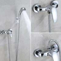 Ensemble de douche mural zinc-chrome économique avec robinet pour baignoire, mitigeur chaud/froid et douchette à main