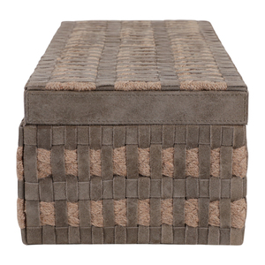 Scatola decorativa in pelle scamosciata con coperchio per gioielli, ricordi, conservazione, decorazione per tavolino da caffè - Product Image 4