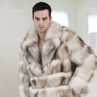 Charmant style de luxe mode décontracté veste de fourrure manteau hommes de haute qualité personnalisé véritable fourrure de renard veste manteau pour hommes