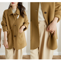 Manteau élégant pour femme, automne-hiver, coupe ample, col rabattu, simple boutonnage, polyester, décontracté, mi-long, avec grandes poches