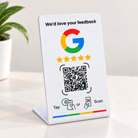 Support de Comptoir en Acrylique Personnalisé pour Cartes de Révision NFC avec Puce NTAG215 et Code QR pour Salons de Coiffure, Salons de Manucure et Spas