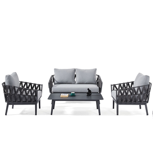 Aplicación al aire libre <span class=keywords><strong>Mimbre</strong></span> personalizado Patio <span class=keywords><strong>Mimbre</strong></span> <span class=keywords><strong>Muebles</strong></span> de jardín Marco de metal Sofá Hotel Patio Cuerda Impermeable Ocio Conjunto duradero - Product Image 1