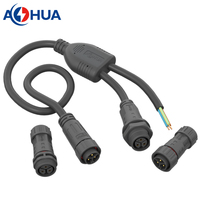 Connecteur d'alimentation CC étanche IP68 AOHUA à 2 broches, prise mâle-femelle 2-en-1, faisceau de câblage de signal pour LED solaire extérieur 15A 300V CE