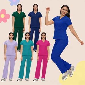 Women's Scrub Suit Set Split Knitted Breathable Uniform For Hospital Dental Beauty Salon Work Wear S XXL - Product Image 1