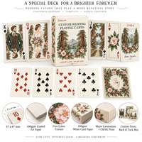 Cartes à jouer personnalisées pour mariage, motif floral aquarelle, jeu de poker, papier d'art 300 g/m², boîte à rabat pour cadeau