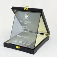 Plaques de certification rectangulaires en bois noir, récompenses personnalisées en cristal noir MH-J0574