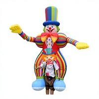 Costume de Clown Gonflable Géant 3,5M pour Adulte, Mascotte de Cirque, Défilé, Marionnette Ambulante Rayée Colorée pour Carnaval