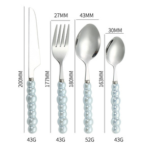 Juego de Cubiertos de Acero Inoxidable con Mango de Perla, Cuchillo, Tenedor y Cuchara para Bodas, Fiestas y Regalos - Product Image 2
