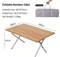 Table pliante portable en bambou, table de pique-nique pour le camping en plein air, table à café pour la maison, idéale pour les voyages en voiture et les loisirs