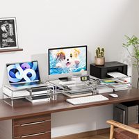 Support d'écran moderne pliable en acrylique, double couche, transparent, pour ordinateur, organisateur de bureau amovible