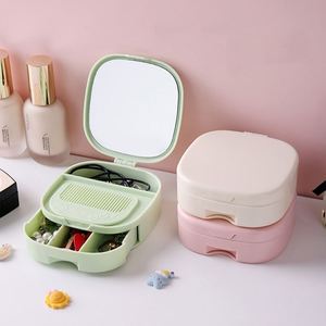 Custom Logo Printed Portable Multi-Functional Plastic Makeup Mirror with Cover Divided Drawer Comb Type Household - Product Image 3