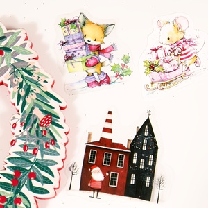 JAI IMAN 74 autocollants de Noël personnalisés avec boîte cadeau Père Noël, décorations auto-adhésives pour <span class=keywords><strong>arbre</strong></span> de Noël - Product Image 5