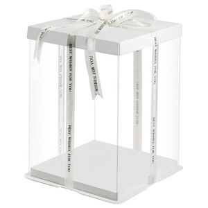 Food Grade Custom Transparent Pet Plastic <b>Clear</b> Decorative Wedding Square <b>Cake</b> <b>Box</b> - Product Image 1