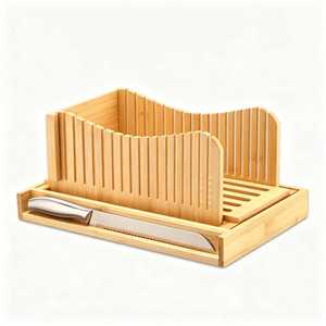 Bamboo <b>Bread</b> <b>Cutter</b> With Removable Tray Folding Toast Slicer For Kitchen Baking Tools - Product Image 1