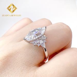 Anillo de Compromiso de Diamante Moissanita Marquise de 3 Quilates, Color D, Claridad VVS1, Oro Blanco Real de 18 Quilates, Hermoso Conjunto de Joyería Nupcial para Novia - Product Image 5