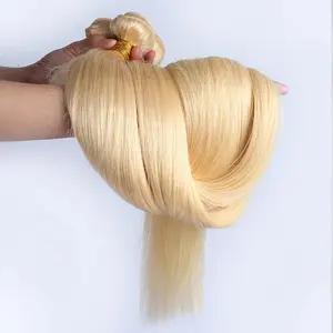 Snelle Levering 14-30Inch Goedkope Blonde Menselijk Haar Bundels Silk Straight #613 Russische Blond Haar Weave