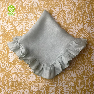 Juego de servilletas de lino exquisitas personalizadas de alta calidad, servilletas de tela con volantes lavadas a la piedra naturales, bodas, Lino a granel en varios colores - Product Image 6