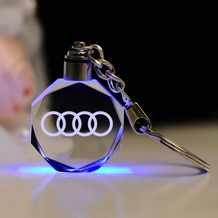 Promocional LEVOU Keychain Luz/3D Gravação A Laser Presente Da Lembrança de Cristal Da Corrente Chave