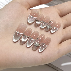 Vente en gros de faux ongles de luxe faits à la main en gel 3D à presser, personnalisés, de haute qualité, épais, en acrylique, avec strass, et boîte de rangement <span class=keywords><strong>pour</strong></span> faux ongles - Product Image 3