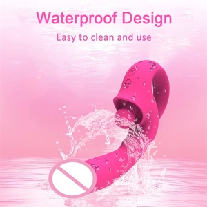 Vibrador de varita AV con calefacción de 10 frecuencias para mujer, consolador vibrador para lamer la lengua de masturbación para mujer estilo conejo - Product Image 3
