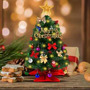 Árbol de Navidad Artificial Rojo Personalizable con Luces, Bolas y Lazos para Decoración de Fiestas y Días Festivos en el Hogar - Product Image 3