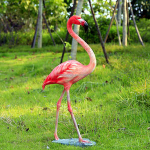 Büyük pembe Flamingo bahçe heykeli yaşam boyutu açık reçine kuşlar süs Yard sanat ev veranda köy dekor zarif heykelleri - Product Image 4
