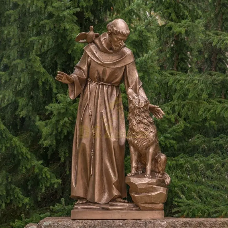 Religieuze Figuur Outdoor Metalen Decor St Francis Standbeeld Te Koop