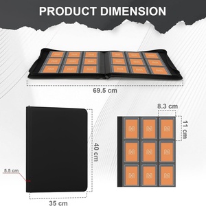 Custom Black PU Leather 9-Pocket Trading <b>Card</b> <b>Binder</b> Zipper Closure Waterproof PP Inner Pages Brand Name for <b>Card</b> Collection - Product Image 5