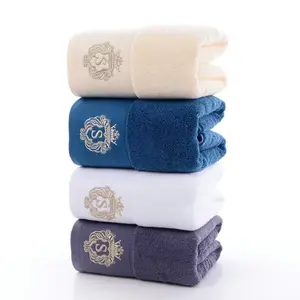 2024 hot sale combed 100% cotton dobby border hotel towel with embroidery custom logo