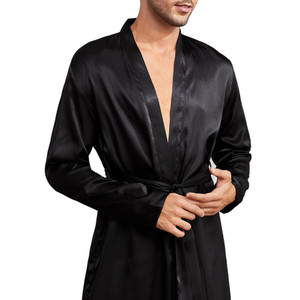 Ensemble de Robes et pantalons de luxe pour hommes, couleur unie, ceinture personnalisée, Robes longues tissées en Satin de soie, Robe de bain Longue - Product Image 6