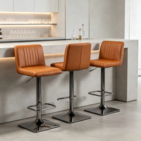 Tabouret de bar pivotant moderne en similicuir, réglable avec vérin à gaz, pour îlot de cuisine, comptoir de petit-déjeuner, bistrot