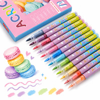 Stylo marqueur acrylique à encre liquide, 12 couleurs pour étudiants, mélangeables et résistants à la décoloration, ensemble scolaire et de papeterie, cadeau pour enfants