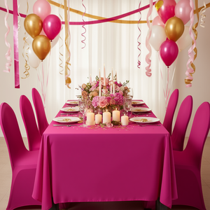 Party Love Fuchsia <b>Table</b> <b>Cover</b> 137x183cm <b>Plastic</b> Rectangle Party Decorations Birthday Casual Style - Product Image 3