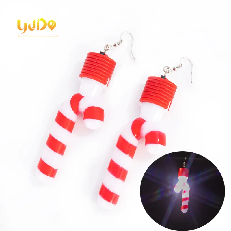 크리스마스 Led 사탕 귀걸이 파티 용품 장식 빛나는 지팡이 귀걸이 조명 액세서리 장난감