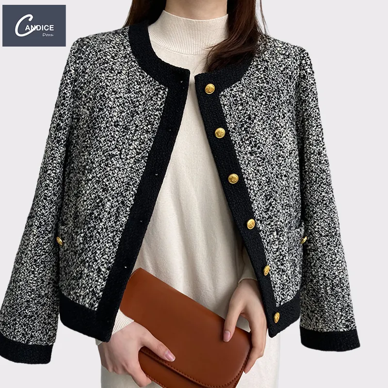 Candice top quality korean style thick fashion elegant round collar jacket puffer coat women 2022