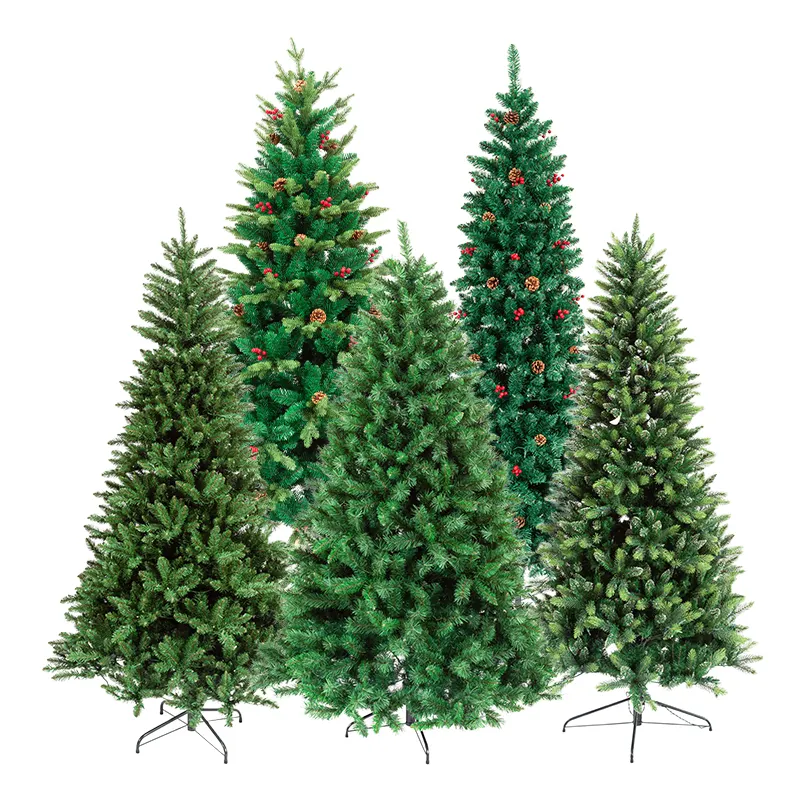 Xmas Tree High Quality Green PVC PET PE Mixed New Made Artificial Christmas Tree With Ornaments