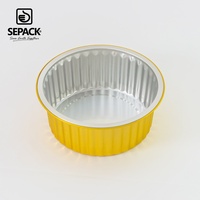 Gobelet de cuisson jetable en aluminium 450 ml, rond 128 mm, doré, pour gâteaux, puddings, desserts, pâtisseries, traiteur et plats à emporter