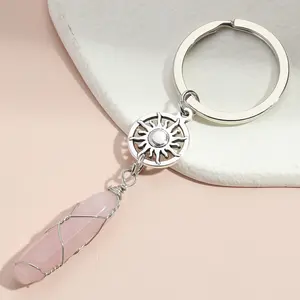 Wholesale Jewelry Crystal Luxury Natural Colorful Stone Keychain