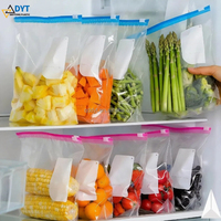 Herbruikbare, transparante diepvrieszak met ritssluiting en schuifregelaar voor vers fruit, voedselverpakking & -opslag, met aangepaste logo's voor thuisgebruik.