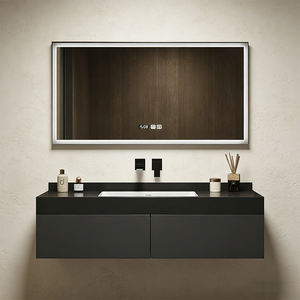 Nouveau type de <span class=keywords><strong>meuble</strong></span>-lavabo en contreplaqué pour salle de bain, idéal pour la maison ou l'hôtel, avec miroir de maquillage à LED et <span class=keywords><strong>vasque</strong></span>, prix d'usine - Product Image 4