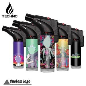 TECHNO-Briquet torche oblique à gaz de luxe rechargeable, 2023 Offre Spéciale, avec logo personnalisé OEM, flamme bleue puissante, vente en gros - Product Image 1