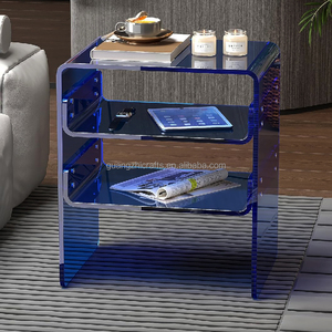 Mờ Màu Xanh Acrylic cuối bảng Acrylic đầu giường đầu giường bàn 3 tầng Acrylic lưu trữ tủ bảng - Product Image 5