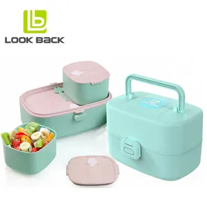 Werkslieferung 5 kg PP Plastik-Bento-Lunchbox kompartiment geformter Lebensmittelbehälter für Kinder aus Weizenstroh