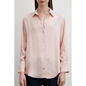 Camisa Básica de Satén Floss para Mujer, Blusa Minimalista con Botones, Uso Diario, Color Beige - Product Image 5