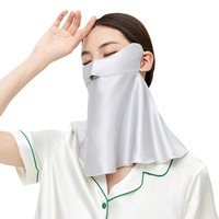 Masker Pelindung Mata Sutra Murbei Wanita, Tahan UV, Bernapas, Model Persegi, Desain Setengah Jilbab, Penutup Wajah