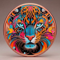 Pièce de monnaie en cuivre pur 999 de 5 oz, style artistique décoratif peint, motif animal, en relief, UV 3D, édition de collection