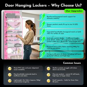 Over The Door Organizer 11 Pockets <b>Shoe</b> Rack With <b>Hook</b> Type Installation For Behind Doors And Walls Multifunctional Storage - Product Image 3